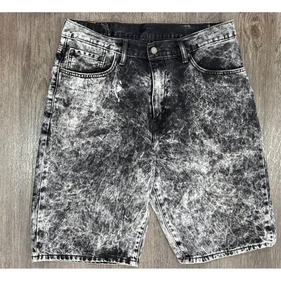 Levi’s 569 Black Stone Acid Wash Jean Shorts Loose Straight Fit Size 33 Y2K 90s - Picture 1 of 7